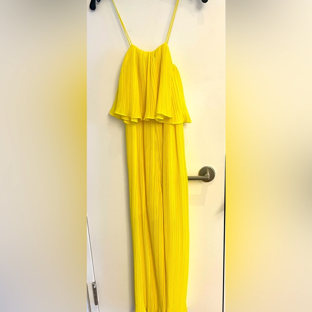 Zara, Yellow Pleated Jumpsuit
